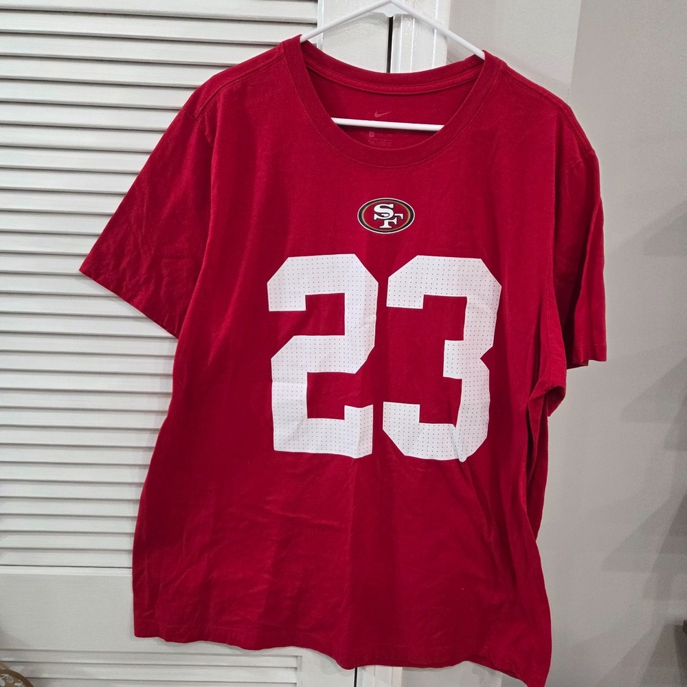 Mens Red Nike San Fransico 49ers Christian McCaffrey Player T-Shirt XXL